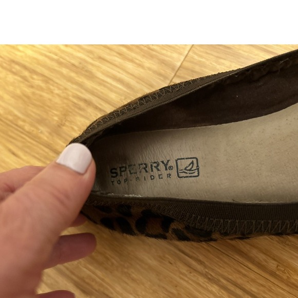Sperry Animal Print Calf hair Ballet Flat Sz 5.5 brown toe cap padded Mobwife - Picture 6 of 7